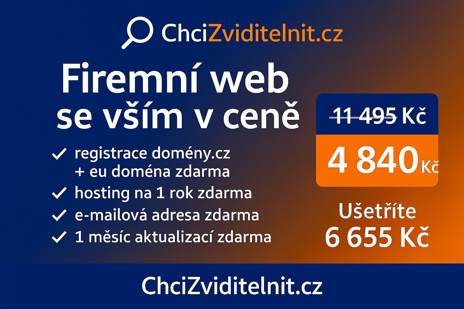 Jednostránkový web akce – výhodná cena od ChciZviditelnit.cz