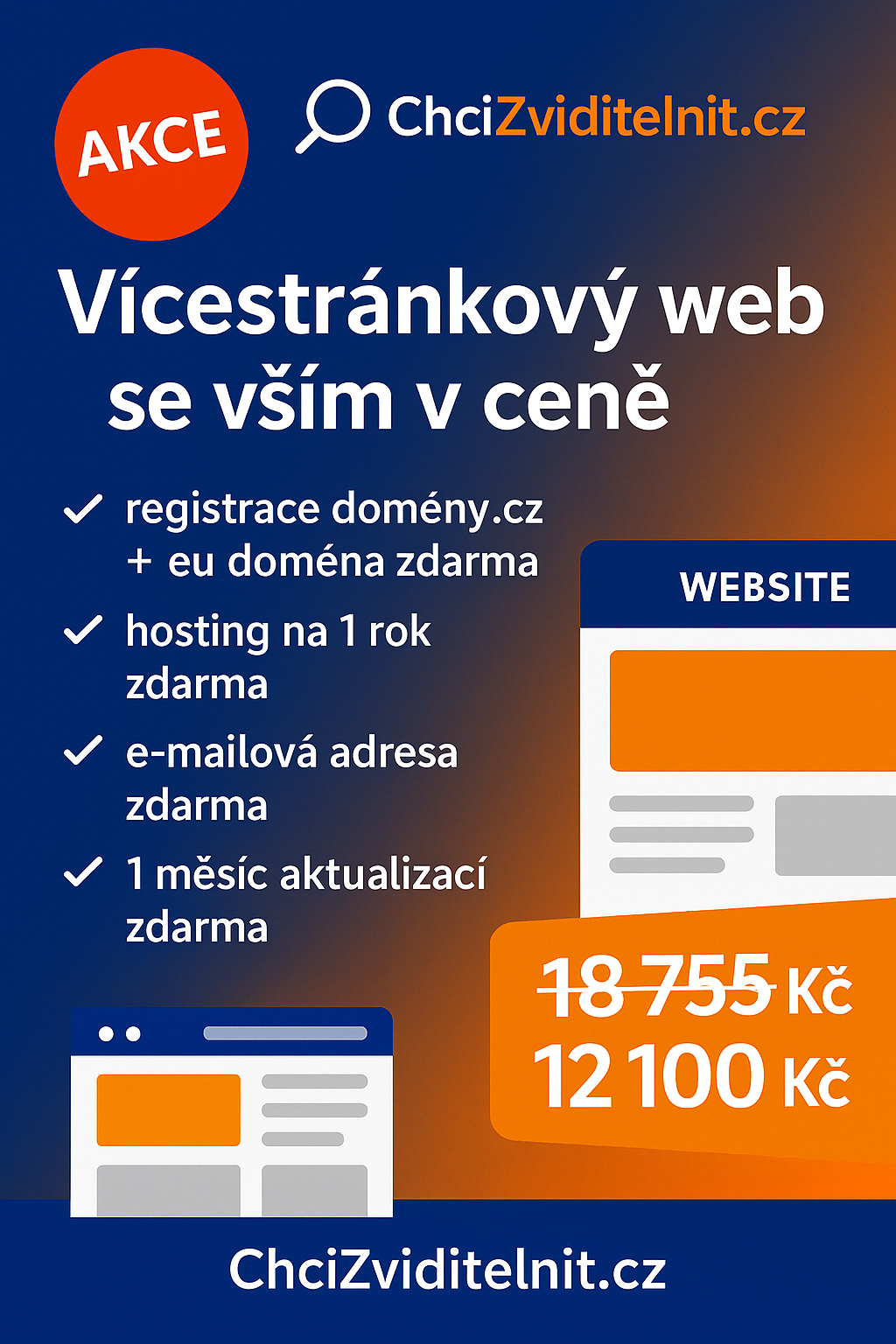 Vícestránkový web akce – akční nabídka ChciZviditelnit.cz